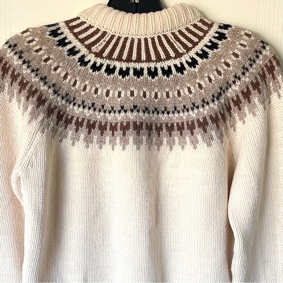 Doen Clarke Merino Alpaca Cardigan Oatmeal Olympia Fair Isle XS EUC - Picture 6 of 10